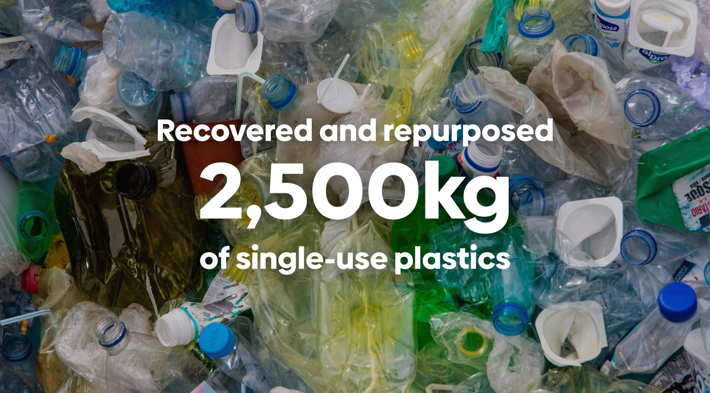 Lots of plastic bottle being recycled