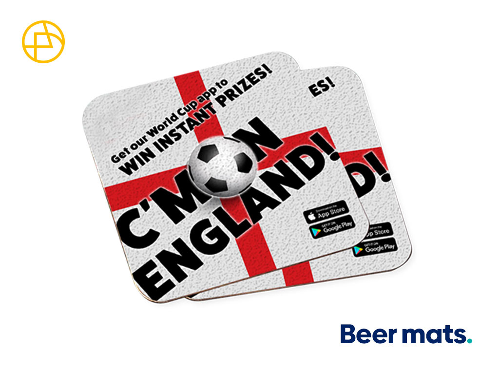 C'mon England beer mats