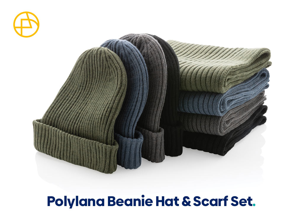 Polylana beanie hat and scarf set